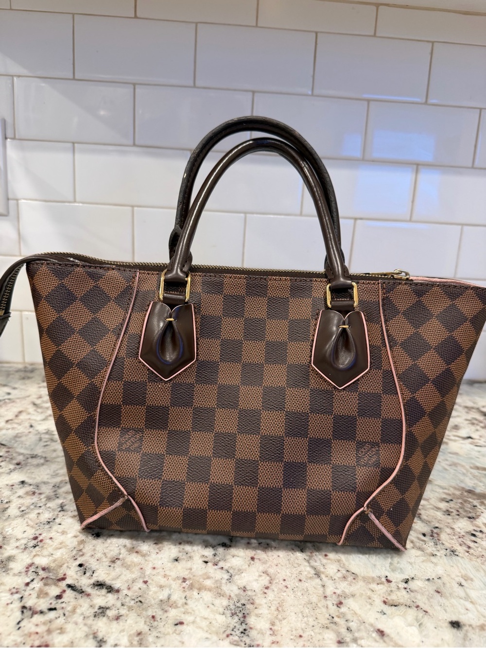 Louis Vuitton Damier Ebene Satchel with Pink Tag - Picture 9 of 16